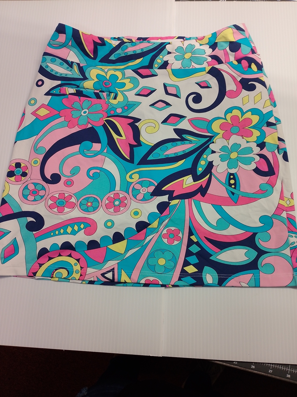 Melly M Floral Paisley Print Mini Skirt in Teal, Pink, Navy, White